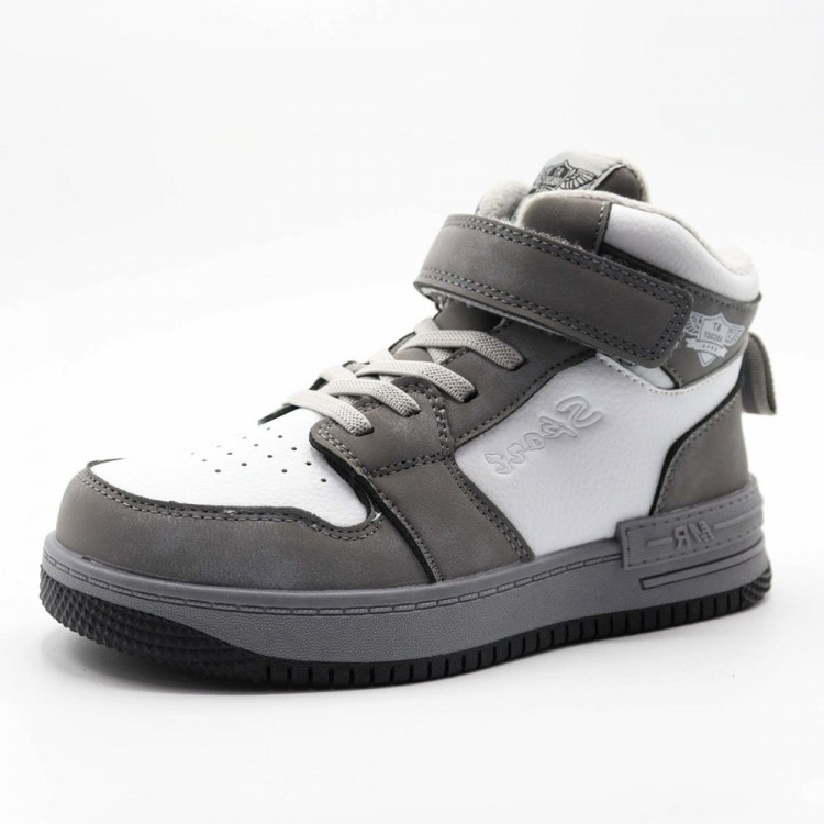 Ботинки для мальчика (МЫШОНОК) серый верх-искусственная кожа подкладка - байка размерный ряд 32-37 арт. jwg-T384B