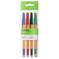 Набор ручек шариковых 4 цвета (СТАММ) Оптима оранжевый корпус d-1,0мм арт.РШ-30431-4