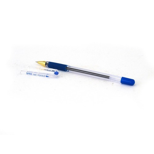 Ручка шариковая  прозрачный корпус  резиновый упор (MC Gold) синяя 0,5мм