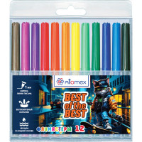 Фломастеры (Attomex) Best Of The Best 12 цветов вентилируемый колпачок, пластиковый блистер арт.5081539