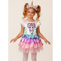 Костюм Д (КУКЛА) Единорожка (платье,ободок) р.26/104-32/128 арт.1953-104-52