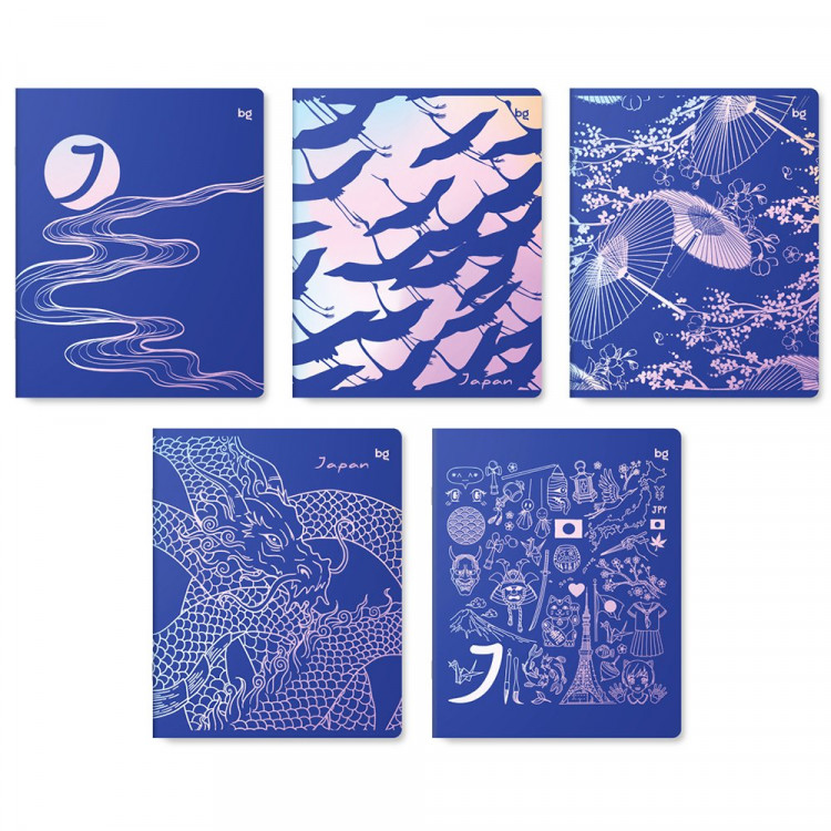 Тетрадь А5 клетка 48 листов скоба второй блок (BG) Синий цвет ассорти арт.Т5ск48 62687