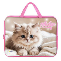 Папка А4 текстиль на молнии ручка-тесьма (ОНИКС) Пушистое счастье арт. ПМД2-20