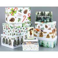 Набор подарочных коробок 10в1 " Новогодние мечты", мал.12*06– больш. 19*30см арт.10894153