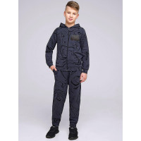 Костюм спортивный для мальчика артикул CLE 846436/72ун_п/846086/72ун  размер 34/134-42/158 цвет темно-серый/черный