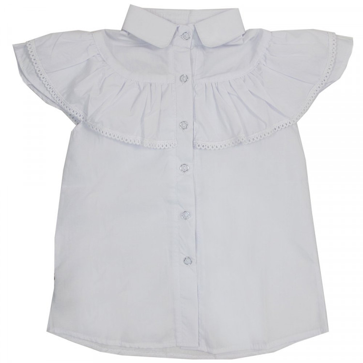 Блузка для девочки (MULTIBRAND) короткий рукав цвет белый арт.0034 размерный ряд 34/134-42/158