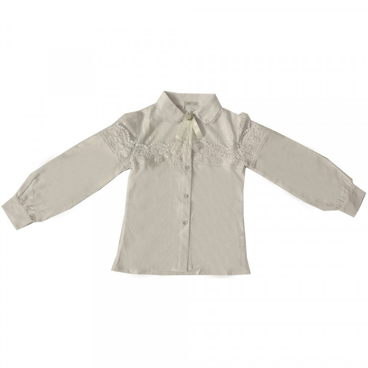 Блузка для девочки (Sasha style) длинный рукав цвет белый арт.3099/003 размерный ряд 30/122-38/146
