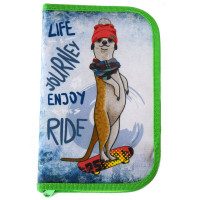 Пенал 1 отделение с 2 откидными планками (ЛИСТ-АРТ) Скейтборд 210х130мм ткань арт П2с-20-262т