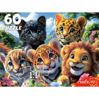 Пазл 60 элементов Веселое селфи диких кошек (РК) арт.Ф60-4526