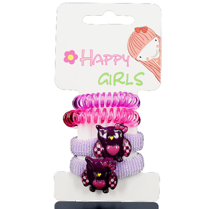 Набор д/волос Happy Girls 2 резинки с декором+2 резинки телеф. шнур арт.515-0977