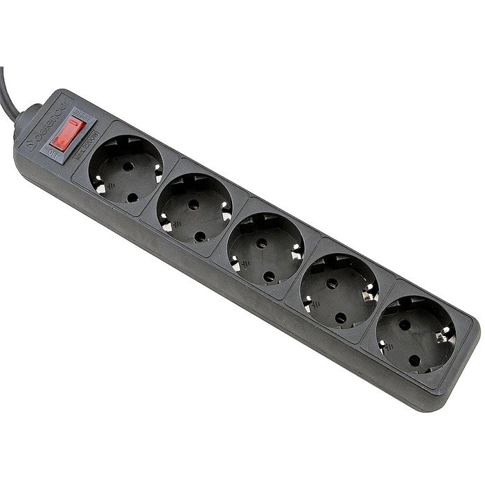 Сетевой фильтр Defender ES 5,0 м (5 розеток) черный