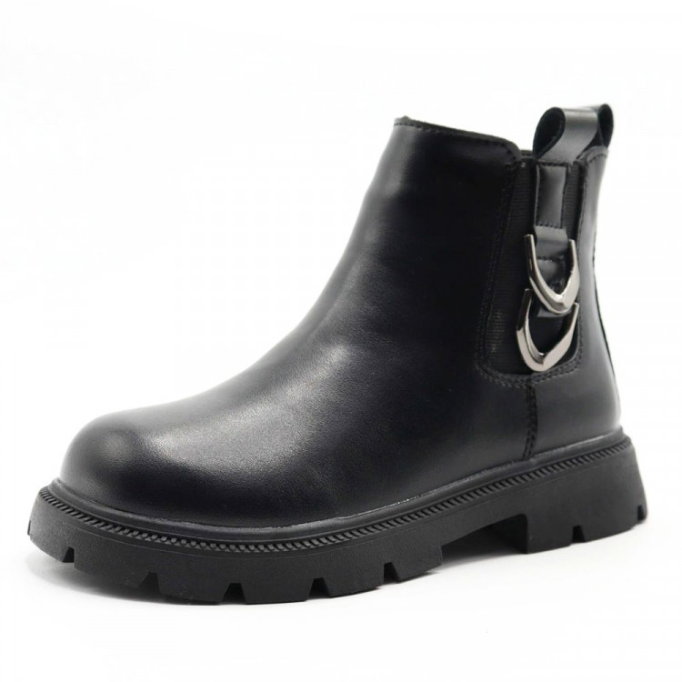 Ботинки для девочки (МЫШОНОК) черные верх-искусcтвенная кожа подкладка-байка размерный ряд 32-37 арт.jwg1871-3A