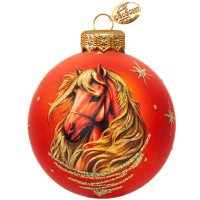 Шар стекло 10см (серия Символ года) "Конь златогривый 1" п/у арт.КУ-100-254013/1
