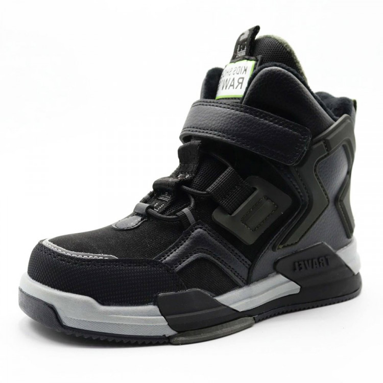 Ботинки для мальчика (МЫШОНОК) черные верх-искусственная кожа подкладка - байка размерный ряд 32-37 арт. jwg-T208-3AJ