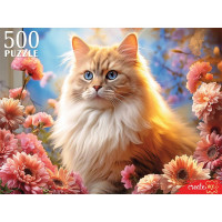 Пазл 500 элементов Кот в хризантемах (РК) арт.П500-0501