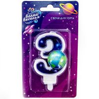 Свеча ЦИФРА Космос "3" 09см арт.622103