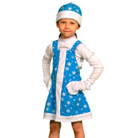 Костюм Д (НОВЫЙ ГОД) Зимушка (сарафан,шапочка,варежки) р.98-134 цв.голубой/белый плюш арт.2116