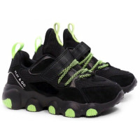 Кроссовки для мальчика  (Indigo kids) черные верх-текстиль+искуственная  кожа подкладка-текстиль размерный ряд 33-37 арт.92-053F