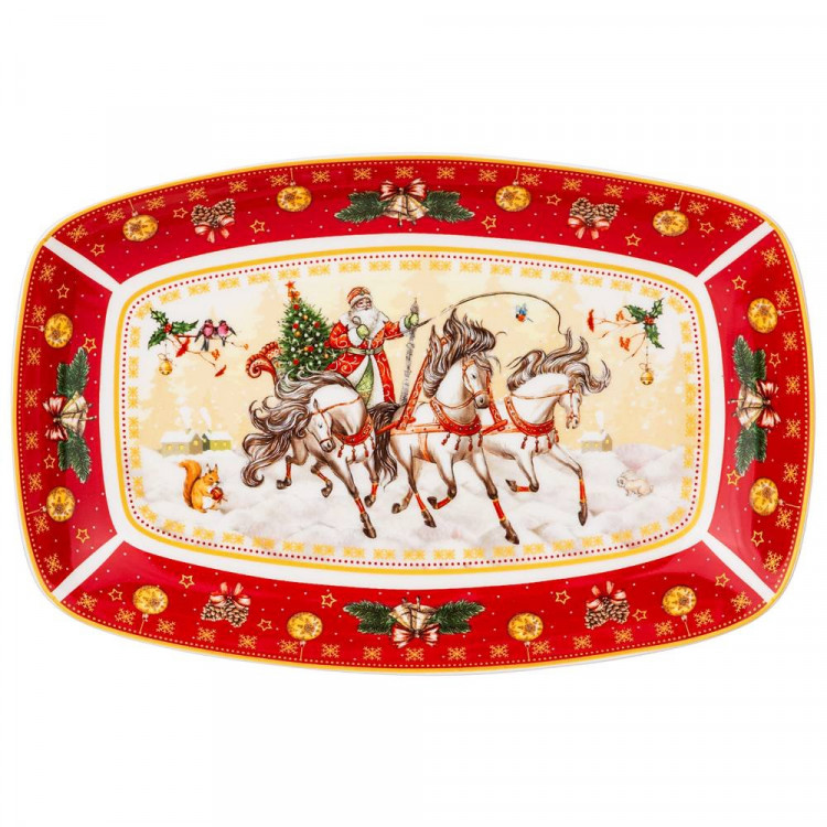 Блюдо "Тройка" 25*16*3см цв.красный арт.85-1726