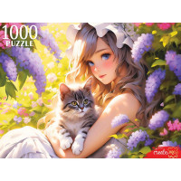 Пазл 1000 элементов Девушка с котенком (РК) арт.П1000-3061