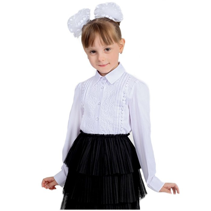 Блузка для девочки (Модники) длинный рукав цвет белый арт.300 размер 30