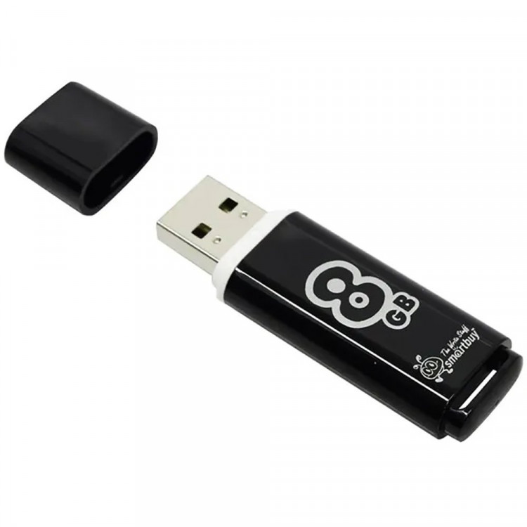 Флеш диск 8GB USB 2.0 Smartbuy Glossy series SB8GBGS-K, черный