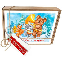 Набор д/упаковки "Ретро. НГ песня" (наполни.,открыт.,бечев,2бир) 17*13*4см арт.93,074,00