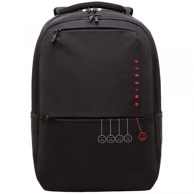 Рюкзак для мальчиков (Grizzly) арт.RU-437-2/1 черный-красный 29х43х15 см
