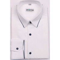 Сорочка подростковая приталеная длинный рукав размерный ряд 36/158-164(XXS)-41/176-182(XL) цвет белый Brostem арт.4LBX8-1X** на металлических кнопках