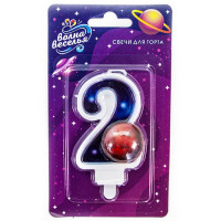 Свеча ЦИФРА Космос "2" 09см арт.622102