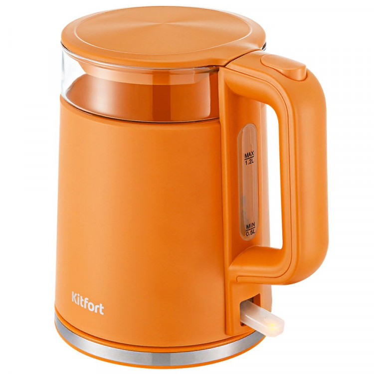 Чайник пласт. 1,2л Kitfort, арт. КТ-6124-4, оранжевый, 2200Вт