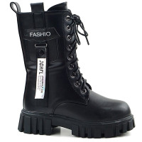 Ботинки для девочки (B&G) черный верх-искуственная кожа подкладка - искуственная шерсть  артикул dz-F380-1A