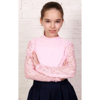 Джемпер для девочки трикотажный (Ликру) длинный рукав цвет розовый арт.1077 ПРИНЦЕССА Школы.3 размерный ряд 36/146-42/164