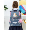 Ранец для девочек школьный (Grizzly) арт.RAm-384-9/1 серый с мешком 25х33х13 см