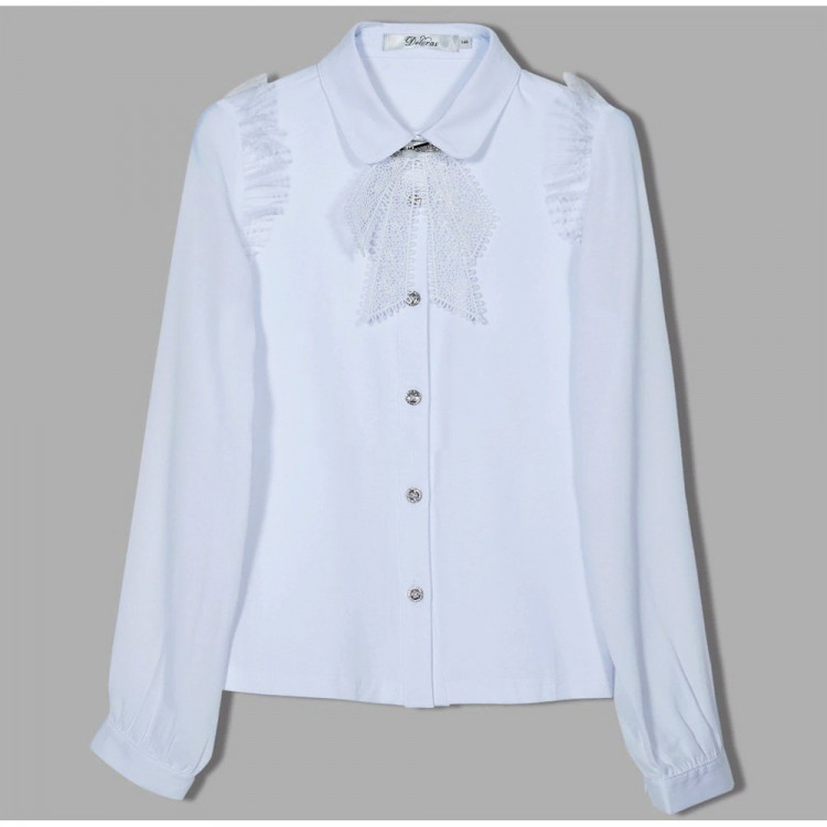 Блузка трикотажная для девочки (Делорас) длинный рукав цвет белый арт.C63309 размерный ряд 34/134-44/164