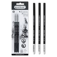 Карандаши угольные 3 штуки (ACMELIAE) черные блистер арт.43704