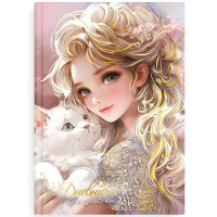Дневничок для девочки А5 твердая обложка 48 листов (Феникс) Блондинка с котом арт.70164