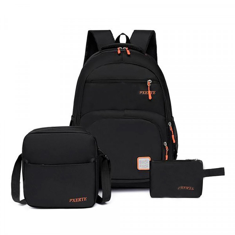 Рюкзак для мальчика (AIYIMAN)+сумка+косметичка черный-оранжевый 45х31х15 см арт.CC423_7417-2