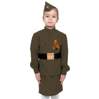 Костюм Д Солдаточка (пилотка,гимнастёрка,ремень,юбка) р.152 арт.5099-XXL