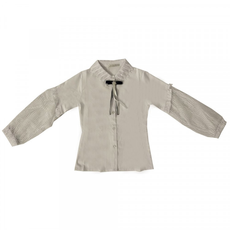 Блузка для девочки (Sasha style) длинный рукав цвет белый арт.2492/003 размерный ряд 32/128-40/152