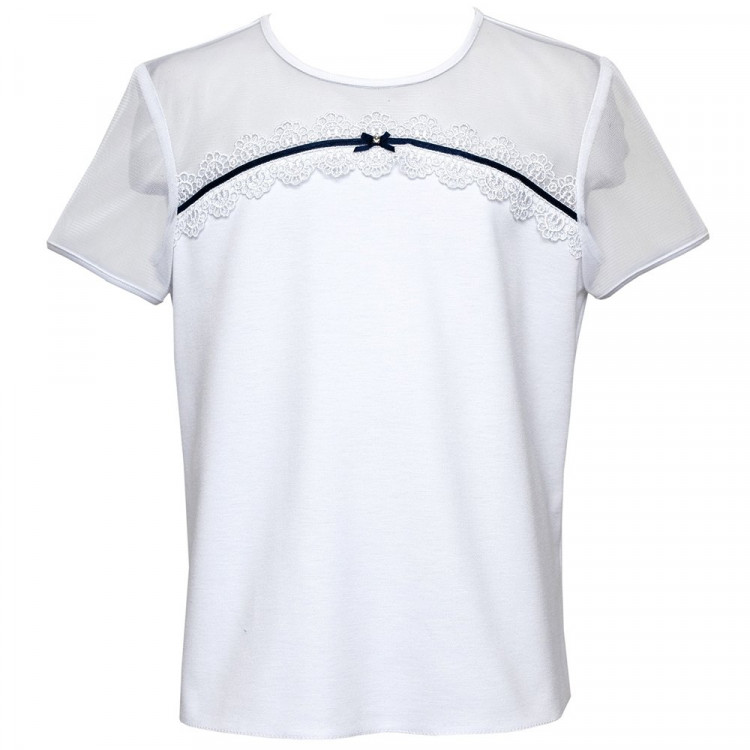 Блузка для девочки (SLY) короткий рукав цвет белый арт.140-S-20 размерный ряд 30/122-44/164