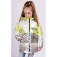 Полупальто осеннее для девочки (OVAS) арт.Алессия размер размерный ряд 26/98-30/116 цвет лайм/серебро