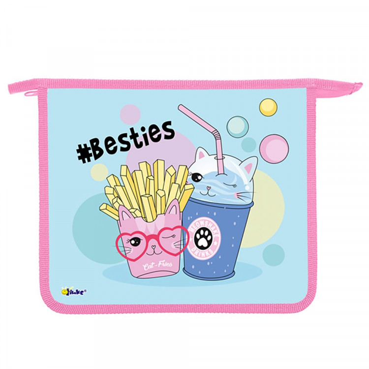 Папка школьный для тетрадей А5 на молнии (Оникс) Kitty foods арт ПТ-73