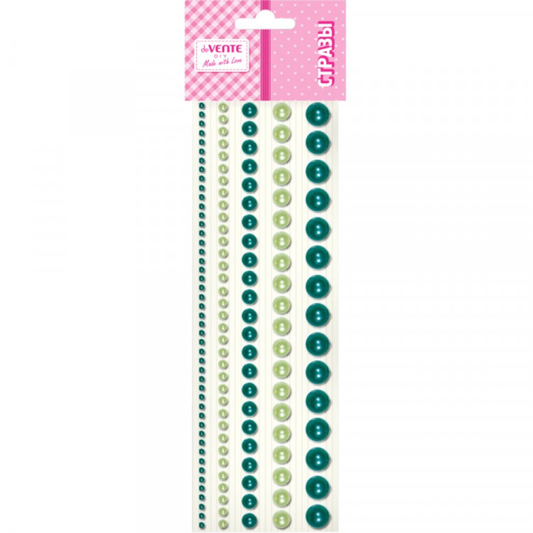 Наклейки-стразы акриловые deVENTE Жемчужины круглые изумрудные 5 размеров арт.8002556