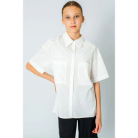 Блузка для девочки (Делорас) короткий рукав цвет белый арт.63879СS размерный ряд 42/158-46/170