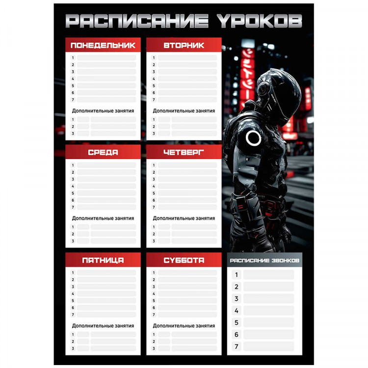 Расписание уроков А3 Феникс Гощик в шлеме арт.72584