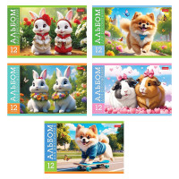 Альбом для рисования А5 12 листов скоба (Hatber) Пушистые милашки ассорти арт 12А5В