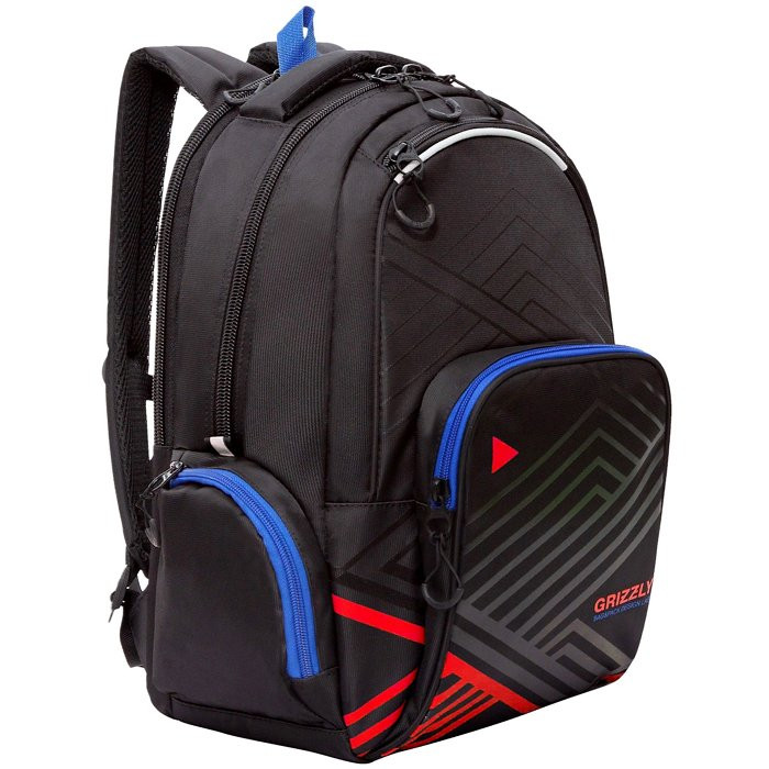 Рюкзак для мальчиков (Grizzly) арт RU-233-2/3 синий-красный 27х43х15см