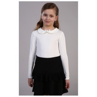 Джемпер для девочки трикотажный (Ликру) длинный рукав цвет белый арт.1026 ОЛЬГА размерный ряд 32/128-36-140