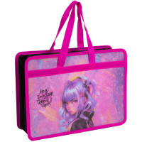 Сумка пластик А4 (deVENTE) на молнии ручка-тесьма Hey Girl с расширением арт.8057501